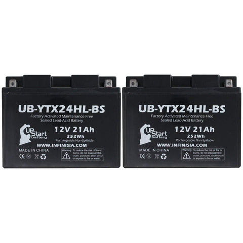 2-Pack UB-YTX24HL-BS Battery Replacement for 2004 Arctic Cat T660 Turbo Touring 500 CC Snowmobile - Factory Activated, Maintenance Free, Motorcycle Battery - 12V, 21AH, UpStart Battery Brand