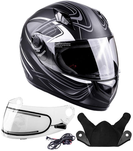Typhoon Helmets Adult Full Face Snowmobile Helmet With Heated Shield DOT (Grey, Large)