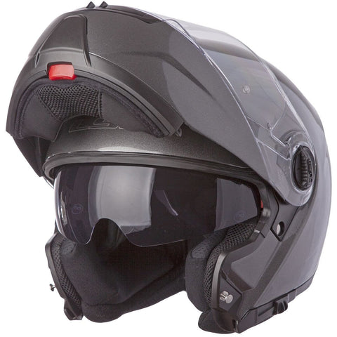 LS2 Helmets Strobe Solid Modular Motorcycle Helmet with Sunshield (Gunmetal, XX-Large)