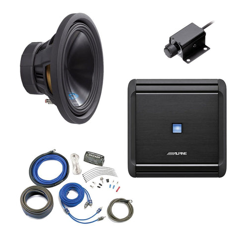 Alpine Bass Package - Type-S 12" Subwoofer, MRV-M500 500 watt amp, Bass Knob, and Wiring Kit
