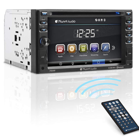 Planet Audio P9640B Car DVD Player - Double Din, Bluetooth Audio and Calling, 6.2 Inch LCD Touchscreen Monitor, MP3 Player, CD, DVD, WMA, USB, SD, Auxiliary Input, AM/FM Radio Receiver