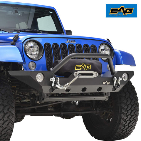 E-Autogrilles 51-0328 EAG 07-18 Jeep Wrangler JK Rock Crawler Off road Front Bumper with Winch Mounting Plate