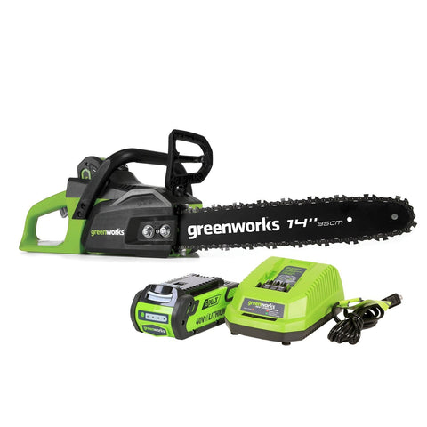 Greenworks 14-Inch 40V Cordless Chainsaw, 2.0 AH Battery Included CS40L210