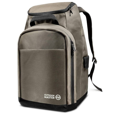 OutdoorMaster Ski Boot Bag Lynx - Ski and Snowboard Boots Travel Backpack with Helmet Compartment & 50L Capacity | Waterproof Exterior & Bottom - for Men, Women and Youth - Khaki