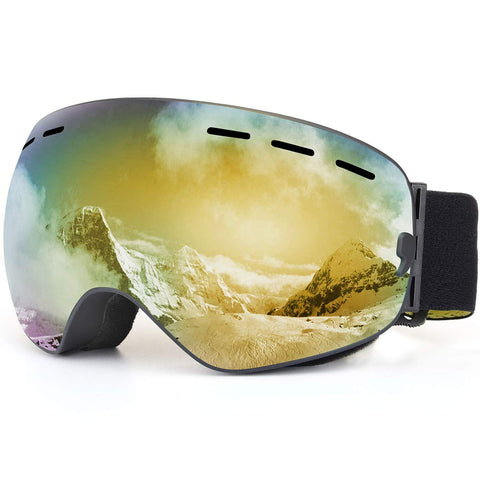 SPOSUNE OTG Ski Goggles Snow Snowboard Goggle Over Glasses with Anti-Fog Spherical Dual Interchangable Lens for Men Women Youth Skiing Snowmobile Eyewear & Helmet Compatible, UV400 Protection