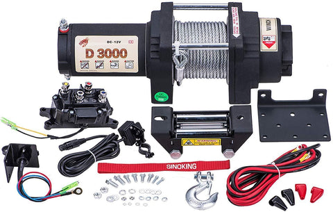 Sinoking 12VDC 3000LB/1361kg, Waterproof Electric Winch UTV ATV Winch with 0.18″39′(feet) Steel Wire Rope Winch Kit