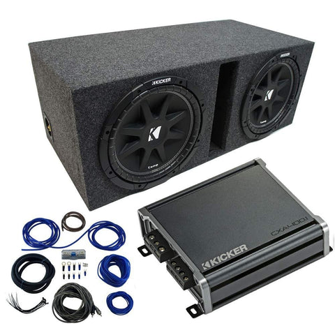Dual 12" Kicker CompC Sub Package with Kicker 46CXA400.1 Amp & Vented Enclosure