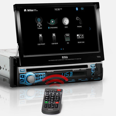 BOSS Audio BV9976B Car DVD Player - Single Din, Bluetooth Audio and Calling, Built-in Microphone, CD-USB-SD-Aux-In-Am FM Radio Receiver, 7 Inch Digital LCD Display, Multi-Color Illumination