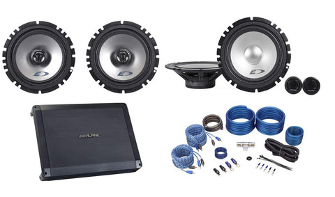 Alpine 6.5" SXE Coaxial+Component Car Audio Speakers+4 Channel Amplifier+Amp Kit