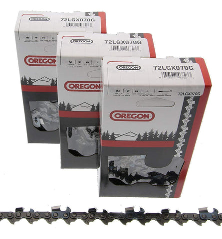 3-Pack Oregon 20 Loop Pro Chisel Chain 72LGX (70 Drive Links) Fits Echo CS-590 Timberwolf, CS-600