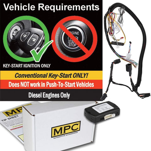 MPC Prewired Factory Remote Activated Remote Start Kit for 2011-2016 Ford F-250 - Diesel Only - Includes T-Harness