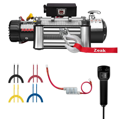 ZEAK 10000lb. Advanced Electric Power Winch, 12V DC Waterproof, for Jeep Truck Off Road Auto Galvanized Steel Rope