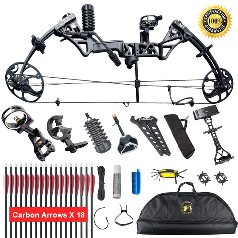 XGEEK Compound Bow,Compound Hunting Bow Kit,Limbs Made in USA,19"-30" Draw Length,19-70Lbs Draw Weight,Up to 320FPS, (2 Years Warranty) (GM1-BAG-BLACK)