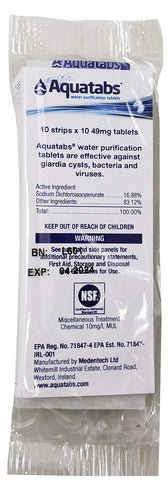 Aquatabs - World's Best Water Purification Tablets for Water Treatment and Disinfection - Ideal for Emergencies, Survival, Travel and Camping - 100 Tablets in Convenient Travel Packaging