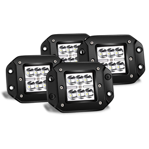 LED Light Bar TURBOSII 4Pcs 3x3 4.5inch Flush Mount Led Lights Pods Spot Beam Offroad Led Work Lights Bar Driving Fog Lights Boat Light For Pickup Jeep Truck Tacoma Bumper Lights 12V 24V