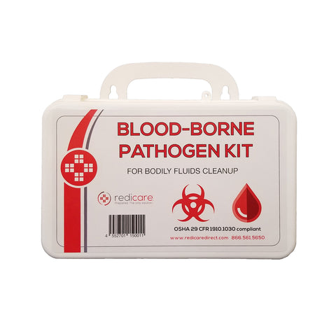 Bloodborne Pathogen/Body Fluids Cleanup Kit w/Fluid Solidifier, Biohazard Bag & Personal Protection Clothing - OSHA Requirement