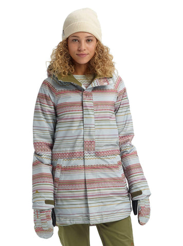 Burton Women's Gore-Tex Kaylo Jacket, Aqua Gray Revel Stripe, Medium