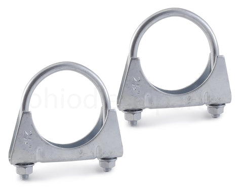 Ohio Diesel Parts Heavy Duty Muffler Clamp 2-1/2 Inch - Saddle Style with U-Bolt -Zinc (2-Pack)