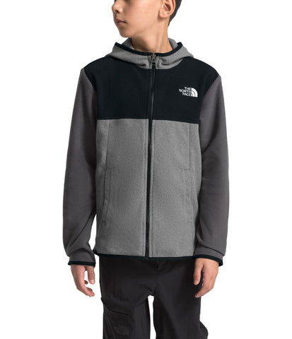 The North Face Boys' Glacier Full Zip Jacket, TNF Medium Grey Heather/TNF Black, Large