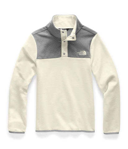 The North Face Girls' Glacier Quarter Snap Fleece Jacket, Vintage White/TNF Medium Grey Heather, S