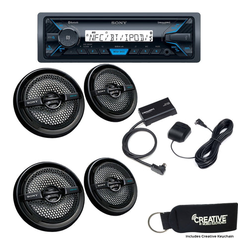 Sony DSX-M55BT Bluetooth Marine Receiver with Two Pairs of XS-MP1611B Black 6.5" Speakers and Sirius XM Tuner Bundle