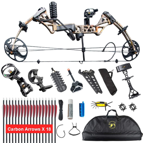 XGEEK Compound Bow,Compound Hunting Bow Kit,Limbs Made in USA,19"-30" Draw Length,19-70Lbs Draw Weight,Up to 320FPS, (2 Years Warranty)