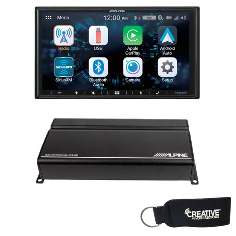 Alpine iLX-W650 Receiver Compatible with CarPlay and Android Auto - Includes KTA-450 4-Channel Power Pack Amp - Ultra Pickleball