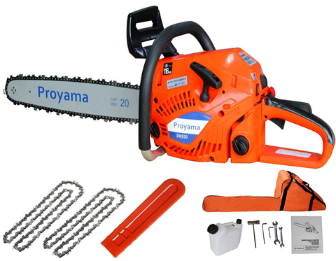 Proyama 52cc 20 Inch Gas Chainsaw with Two Chains & Carrying Bag