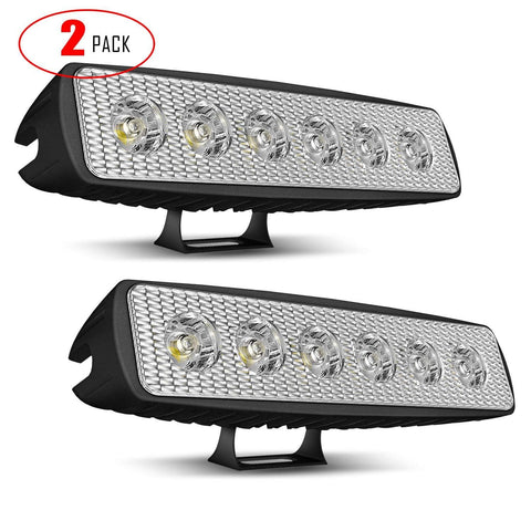 TURBOSII 6 Inch 18W Led Light Bar Flood Beam High Power Off Road Fog Lights Reverse Backup Bumper Drl Lamp For Snowblower Golf Cart 4 Wheeler Polaris Ranger Cargo Van ATV John Deer Honda Pioneer