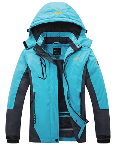 Wantdo Women's Waterproof Mountain Jacket Fleece Ski Jacket US S Blue Small