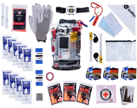 GETREADYNOW 72-Hour kit Grab & Go Emergency Kit with Essential Survival Supplies for 3 Days - Hurricane, Earthquake, Tornado Disaster Preparedness Kit - Heavy Duty Waterproof Bag