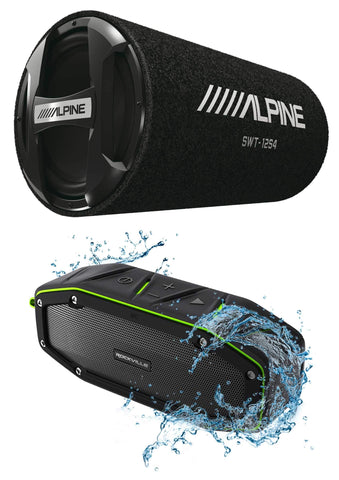 ALPINE SWT-12S4 1000w 12" Subwoofer in Bass Tube 4-Ohm Sub+Bluetooth Speaker