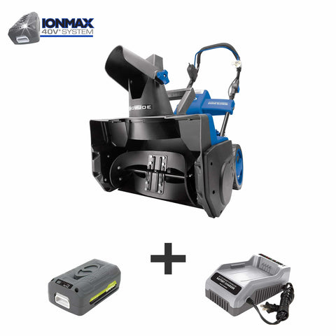 Snow Joe iON18SB 18-Inch 40 Volt Cordless Brushless Single Stage Snow Blower, Kit (w/4.0-Ah Battery + Quick Charger)