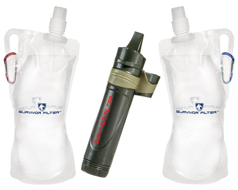 Survivor Filter Squeeze Water Filter Kit 2 Canteen