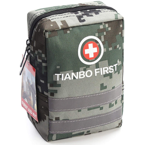 120 Pieces First Aid Kit, Tactical Trauma Kit Reflective Stripe, Great for Camping, Survival, Hiking, Rescue Camouflage