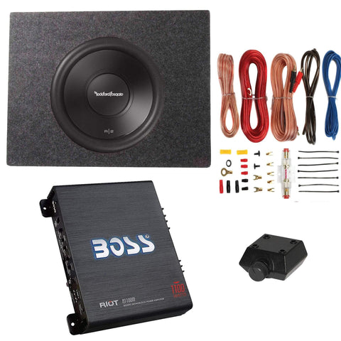 Rockford Fosgate 10" 500W Complete Subwoofer Bass Package - Includes Loaded Subwoofer Enclosure, Amplifier Wiring Kit, Amplifier