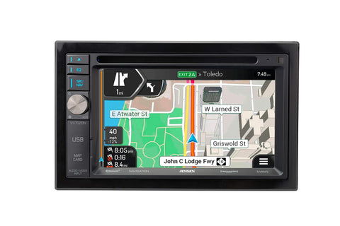 Jensen VX7020N 6.2-inch LED Backlit LCD Multimedia Touch Screen Double DIN Car Stereo with Built-In Navigation, Bluetooth, CD/DVD Player & SiriusXM-Ready