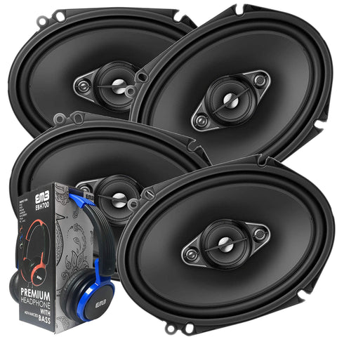 2 Pairs of Pioneer 5x7/ 6x8 Inch 4-Way 350 Watt Car Audio Speakers | TS-A6880F (4 Speakers) + Free EMB Premium Headphone
