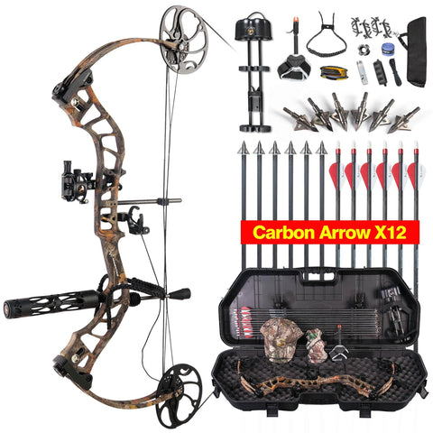 TOPOINT ARCHERY Daibow MOMENTOUS Compound Bow Package,CNC Milling Bow Riser,USA Gordon Composites Limb,BCY String,19"-30" Draw Length,19-70Lbs Draw Weight,IBO 320fps (Forest CAMO)