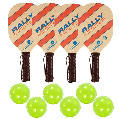 Rally Meister Wood Pickleball Paddle Deluxe Bundle 4 Paddles & 6 Balls [product _type] PickleballCentral - Ultra Pickleball - The Pickleball Paddle MegaStore