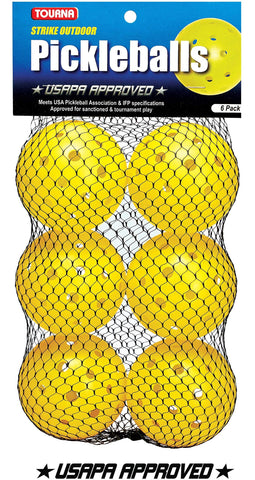 Tourna Strike Outdoor Pickleballs (6 Pack) - USAPA Approved