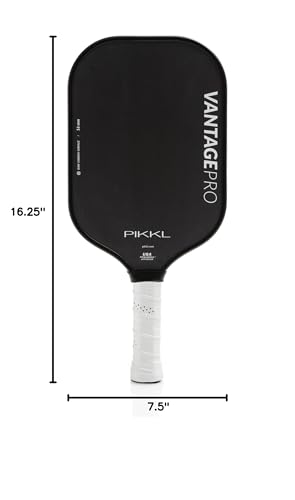 PIKKL VantagePro Carbon Fiber Pickleball Paddle (Black, 16 mm)