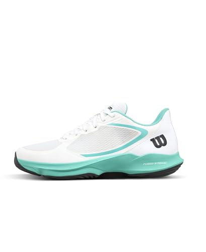 WILSON Hurakn Lite Women's Padel Shoe - White/Turquoise/Black, Size 9.5 US