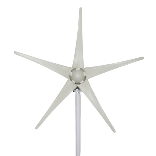 Wind Power Generator,1200W Wind Turbine Generator Kit with 5 Blades, Winds Turbine Kit with MPPT Controller Energy Windmill Generator Suit for Boats, Gazebos, Chalets, or Mobile Homes White