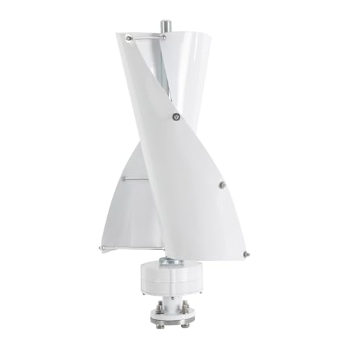 Guehomm 100W Low-Noise Vertical Axis Wind Turbine Generator, 12V Wind Turbine, Permanent Magnet Generator with Controller, Aluminum Blades Wind Turbine Kit for Home Boats Street Lighting (White)