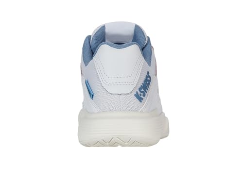 K-Swiss Women's Tura Team Pickleball Shoe, White/Faded Denim/Dubarry, 7.5 M