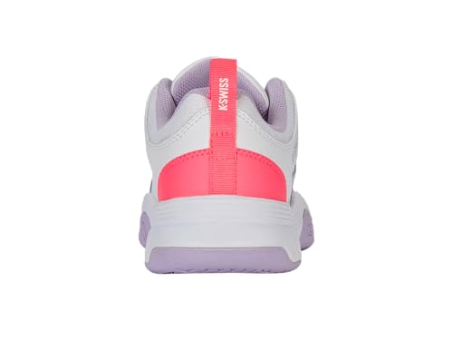 K-Swiss Women's Court Express 2 Tennis Shoe, White/Orchid Petal/Neon Blaze, 8.5 M