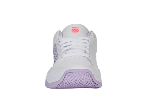 K-Swiss Women's Court Express 2 Tennis Shoe, White/Orchid Petal/Neon Blaze, 8.5 M