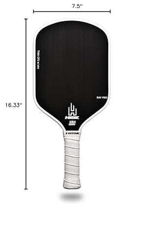 HISK RAV PRO Pickleball Paddle - Ultimate HIGH END 16mm Japanese Toray T700 Raw Carbon Fiber CFS w/Excellent GRIT Roughness Texture, Aero Dynamic Curve, USAPA Approved, Non Slip Grip