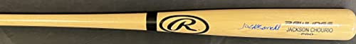 Jackson Chourio Milwaukee Brewers Autographed Signed Blonde Baseball Bat Beckett WITNESS COA